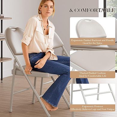 Folding Chairs Set of 4 with Padded Seat and Back