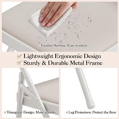 Folding Chairs Set of 4 with Padded Seat and Back