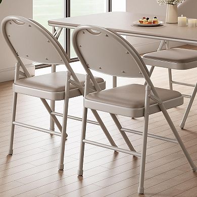 Folding Chairs Set of 4 with Padded Seat and Back
