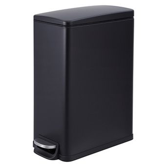 Slim Trash Can for Kitchen Bathroom, Stainless Steel Step-on Garbage Can with Inner Bucket and Lid