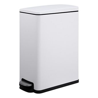 Slim Trash Can for Kitchen Bathroom, Stainless Steel Step-on Garbage Can with Inner Bucket and Lid