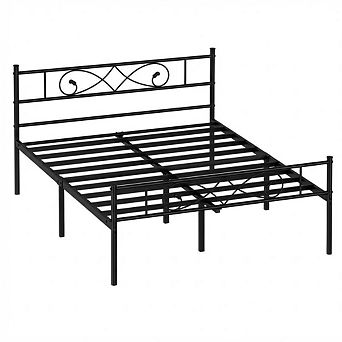 Metal Platform Bed Frame w/ Fist Design Headboard & Footboard, Under Bed Storage