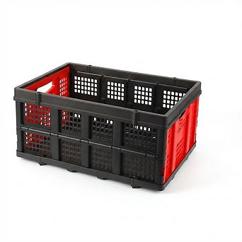 14.5 Gallon Collapsible Plastic Crate, Foldable Storage Basket, Stackable Utility Crate with Handle