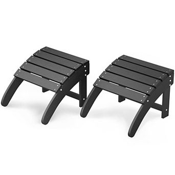 2 HDPE Adirondack Ottoman Footrest, Weather Resistant Outdoor Footstool for Adirondack Chairs,Porch