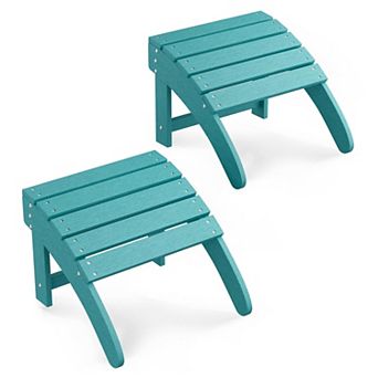 2 HDPE Adirondack Ottoman Footrest, Weather Resistant Outdoor Footstool for Adirondack Chairs,Porch