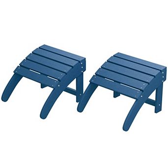 2 HDPE Adirondack Ottoman Footrest, Weather Resistant Outdoor Footstool for Adirondack Chairs,Porch