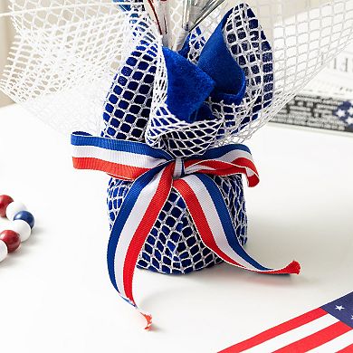 Glitzhome 21"H Patriotic Stars and Heather Table Tree for Americana Independence Day