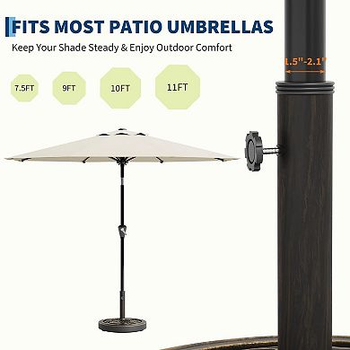 Round Patio Umbrella Base, 20" 26.5LB Heavy Weight Stand Antiqued Umbrella Stand w/Adjustable Pole