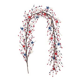 Glitzhome 72''L Patriotic/ Americana Stars& Berry Garland