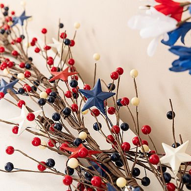 Glitzhome 72''L Patriotic/ Americana Stars& Berry Garland