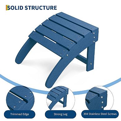 HDPE Adirondack Ottoman Footrest, Weather Resistant Outdoor Footstool for Adirondack Chairs