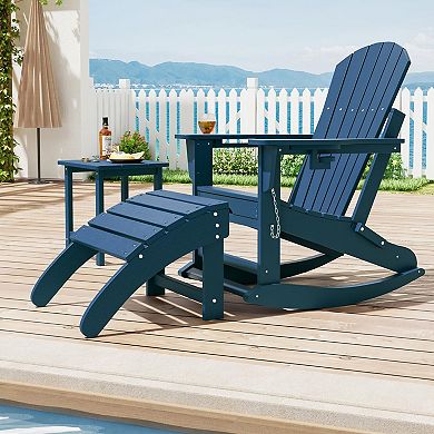 HDPE Adirondack Ottoman Footrest, Weather Resistant Outdoor Footstool for Adirondack Chairs
