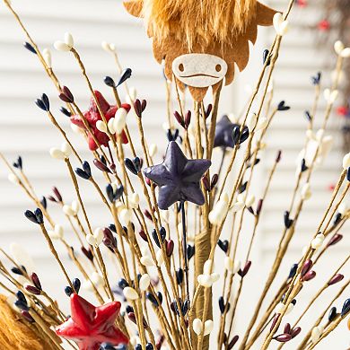 Glitzhome 21"H Patriotic/ Americana Highland Cow and Berry Table Tree