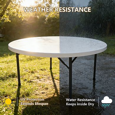PATIOEASY 71 Inch Blow Molded Round Table for Banquets Events and Gatherings Plastic