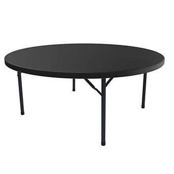 PATIOEASY 71 Inch Blow Molded Round Table for Banquets Events and Gatherings Plastic
