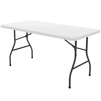 PATIOEASY 5 Foot Blow Molding Table Reinforced Legs Rounded Corners All Purpose Dining Table