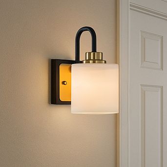 W5'' 1-Light Modern Elegant Brass And Black Bathrooom Vanity Light With Milk White Glass Shades