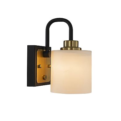 W5'' 1-Light Modern Elegant Brass And Black Bathrooom Vanity Light With Milk White Glass Shades