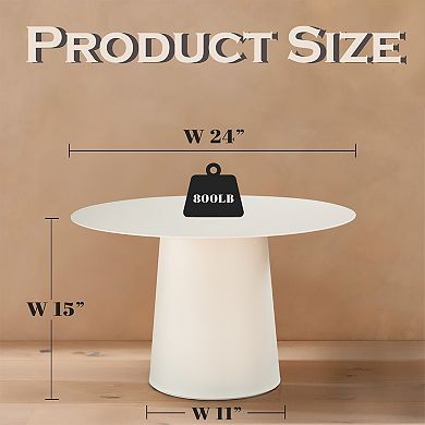 W24" Mid Century Modern Metal Single Round Coffee Table in Chalk White for Living Room