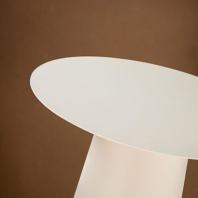 W24" Mid Century Modern Metal Single Round Coffee Table in Chalk White for Living Room