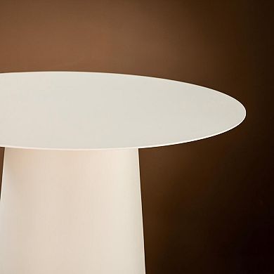 W24" Mid Century Modern Metal Single Round Coffee Table in Chalk White for Living Room