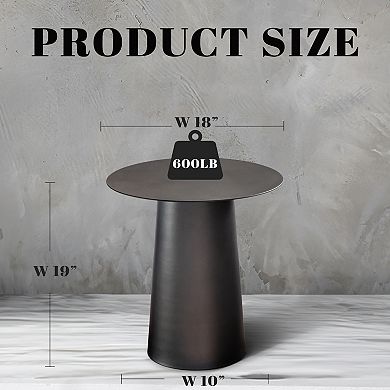 W17.7" Modern and Contemporary Matte Black Single Round Coffee Table Sturdy Iron Base Eleg