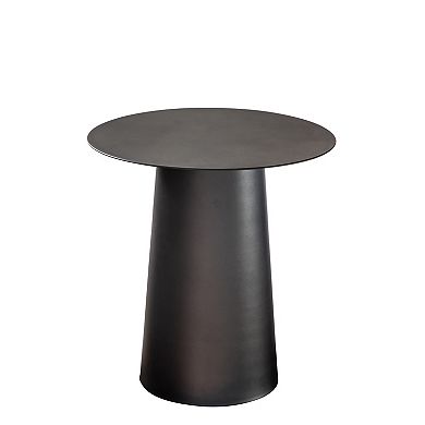 W17.7" Modern and Contemporary Matte Black Single Round Coffee Table Sturdy Iron Base Eleg