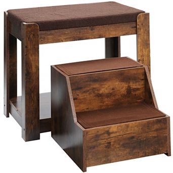 Pet Bunk Bed with Removable Step for Dogs and Cats Multi-Level Bed Window Perch Seat Platform