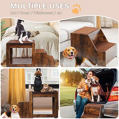 Pet Bunk Bed with Removable Step for Dogs and Cats Multi-Level Bed Window Perch Seat Platform