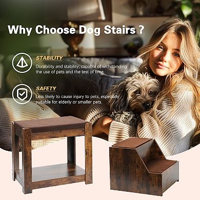 Pet Bunk Bed with Removable Step for Dogs and Cats Multi-Level Bed Window Perch Seat Platform