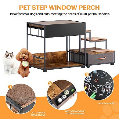 Pet Step Window Perch Bunk Beds Window Perch Elevated Dog Bed Multi-Level Platform