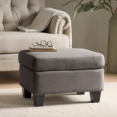 Ottoman with Birch Wood Legs, Versatile Footrest & Accent Seat for Living Room