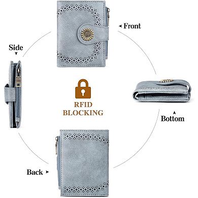 Small Wallets for Women with Bifold RFID Blocking & Zipper Coin Pocket