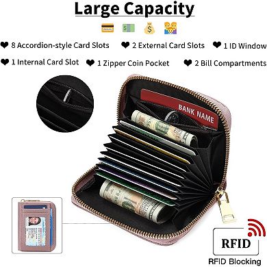 Women's small Wallet, PU Leather Card Holder with ID Window