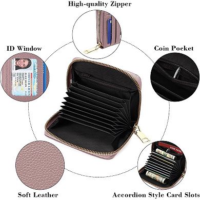 Women's small Wallet, PU Leather Card Holder with ID Window