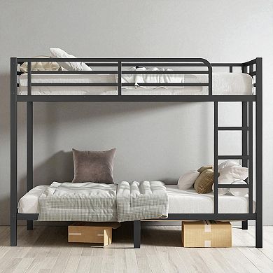 Lufeiya Twin XL Over Twin XL Metal Bunk Bed Frame with Guardrails and Under-Bed Storage,Space-Saving