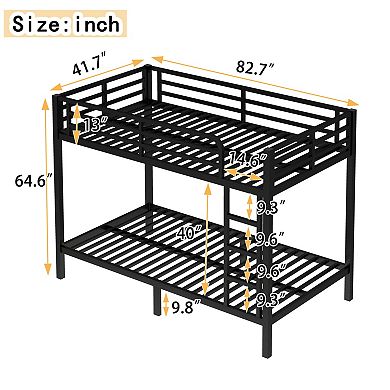 Lufeiya Twin XL Over Twin XL Metal Bunk Bed Frame with Guardrails and Under-Bed Storage,Space-Saving