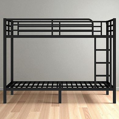 Lufeiya Twin XL Over Twin XL Metal Bunk Bed Frame with Guardrails and Under-Bed Storage,Space-Saving