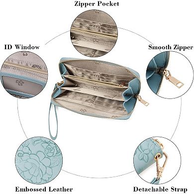 Women's RFID Blocking Wallet - PU Leather Wristlet Clutch for Daily Travel