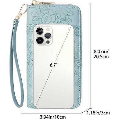 Women's RFID Blocking Wallet - PU Leather Wristlet Clutch for Daily Travel