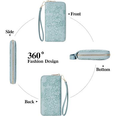 Women's RFID Blocking Wallet - PU Leather Wristlet Clutch for Daily Travel