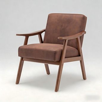 Lufeiya Tech Cloth Accent Chair with Solid Rubberwood Frame, Wingback Lounge Reading Chair