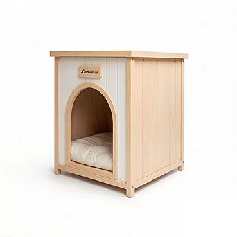 IFMALL Solid Wood Indoor Pet House and Side Table Shelter Small Cats Dogs