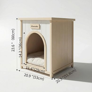IFMALL Solid Wood Indoor Pet House and Side Table Shelter Small Cats Dogs