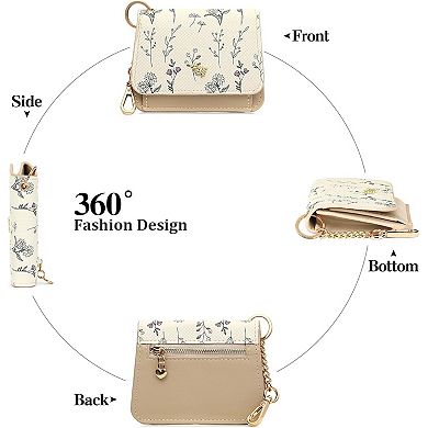 Women's RFID Blocking Slim Card Wallet, PU Leather Keychain Wallet for Daily Use & Travel