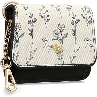 Women's RFID Blocking Slim Card Wallet, PU Leather Keychain Wallet for Daily Use & Travel