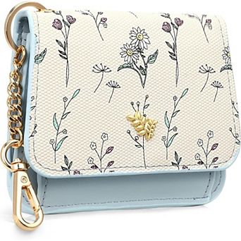 Women's RFID Blocking Slim Card Wallet, PU Leather Keychain Wallet for Daily Use & Travel