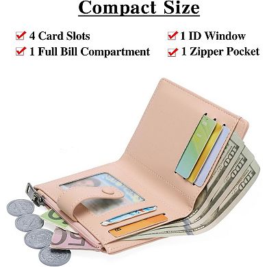 Small Wallet, Slim Floral PU Leather Card Holder with Coin Pocket