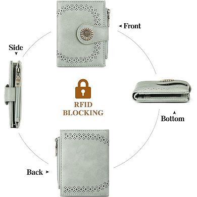 Small Wallets for Women with Bifold RFID Blocking & Zipper Coin Pocket