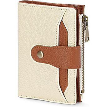 Small Wallet for Women Bifold Card Holder with Zipper Pocket Removable ID Window